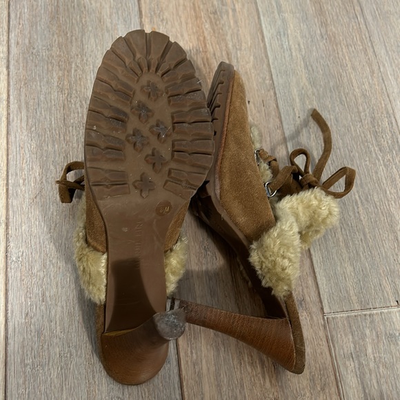 Gianni Bini stowe camel color suede and faux fur clog heel slip on 70’s  8.5 - Picture 15 of 17